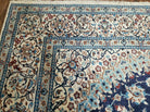 8' X 12' Finely Woven Handmade Persian Nain Oriental Floral Wool Area Rug - Ivory and Blue Carpet - Jewel Rugs