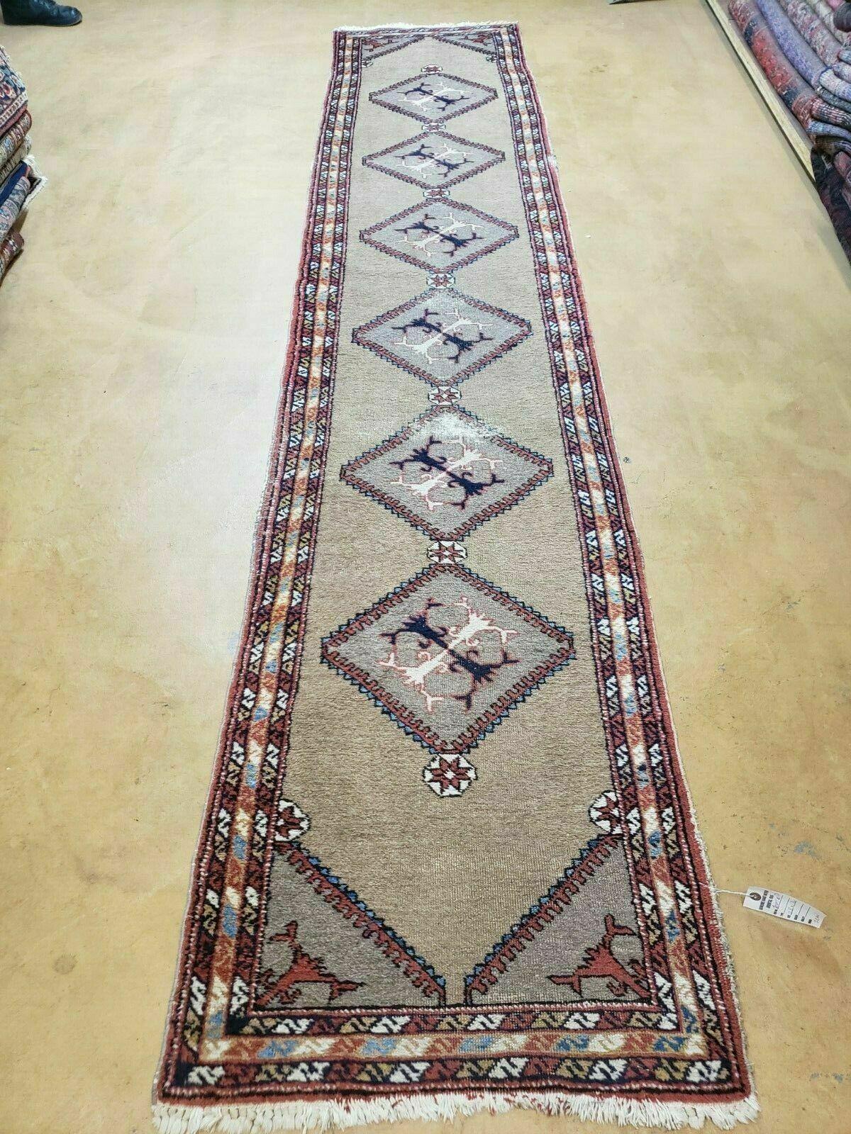 2'4" X 11' Antique Handmade Turkish Wool Rug Runner Carpet Camel Hair Nice - Jewel Rugs