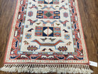 3x5 Handmade Vintage Turkish Area Rug Wool Kazak Caucasian Carpet 3'4"x4'7" Bird - Jewel Rugs