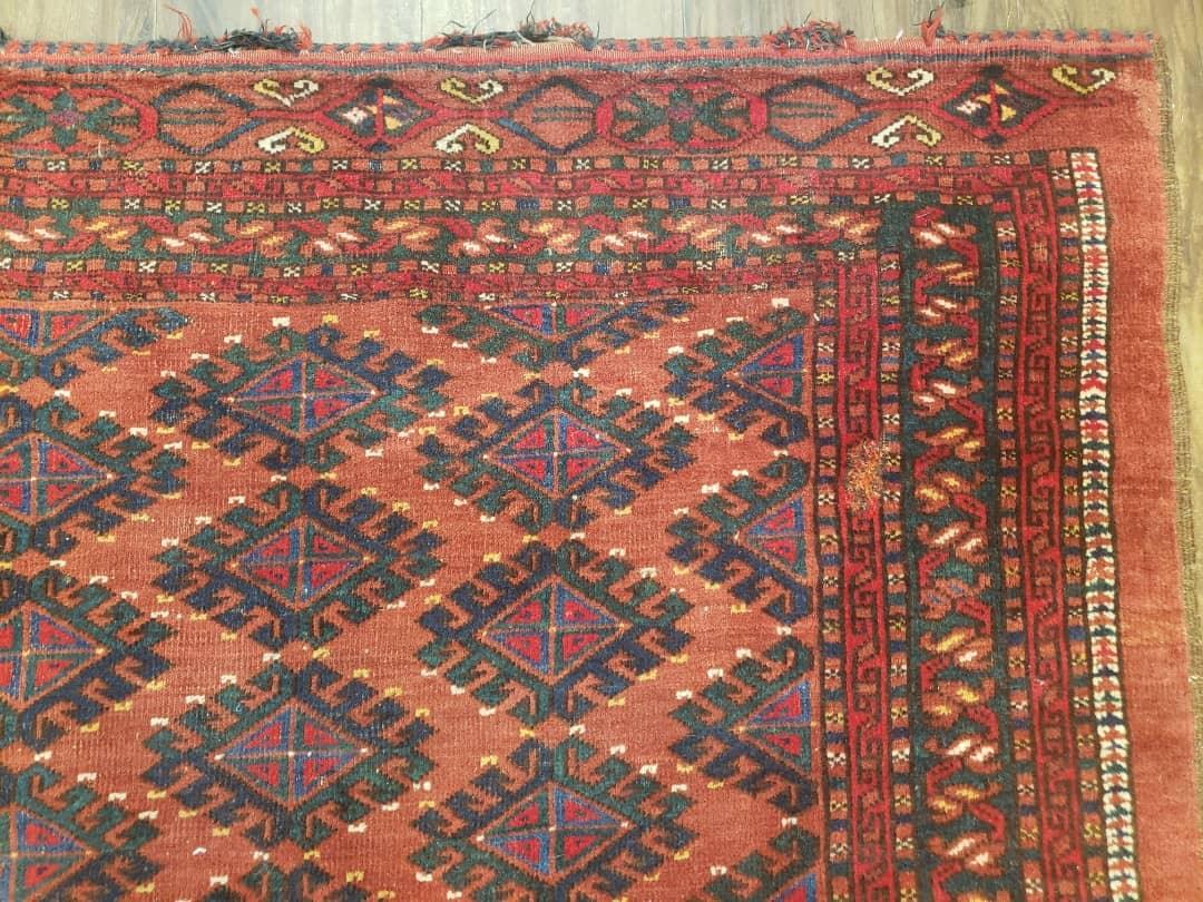 Antique Turkoman Rug 3'4" x 5', Collecticble Yamud Oriental Rug, Seat Pillow Cushion Cover, Tribal Mat, Wool Red Hand-Knotted Mafresh Carpet - Jewel Rugs