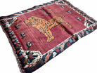 4 x 5 Antique Hand-knotted Lion Birds Handmade Quality Wool Rug Zagros Red Nice - Jewel Rugs