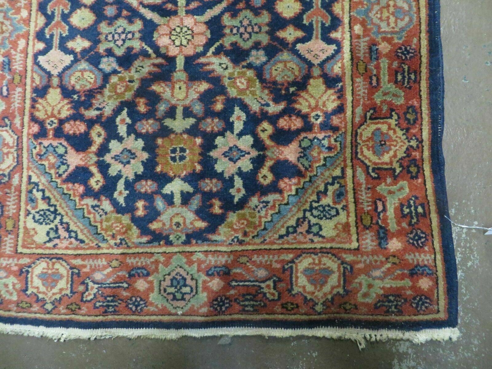 2' 2" X 9' Vintage Handmade Turkish Wool Runner Blue Oriental Rug Nice - Jewel Rugs