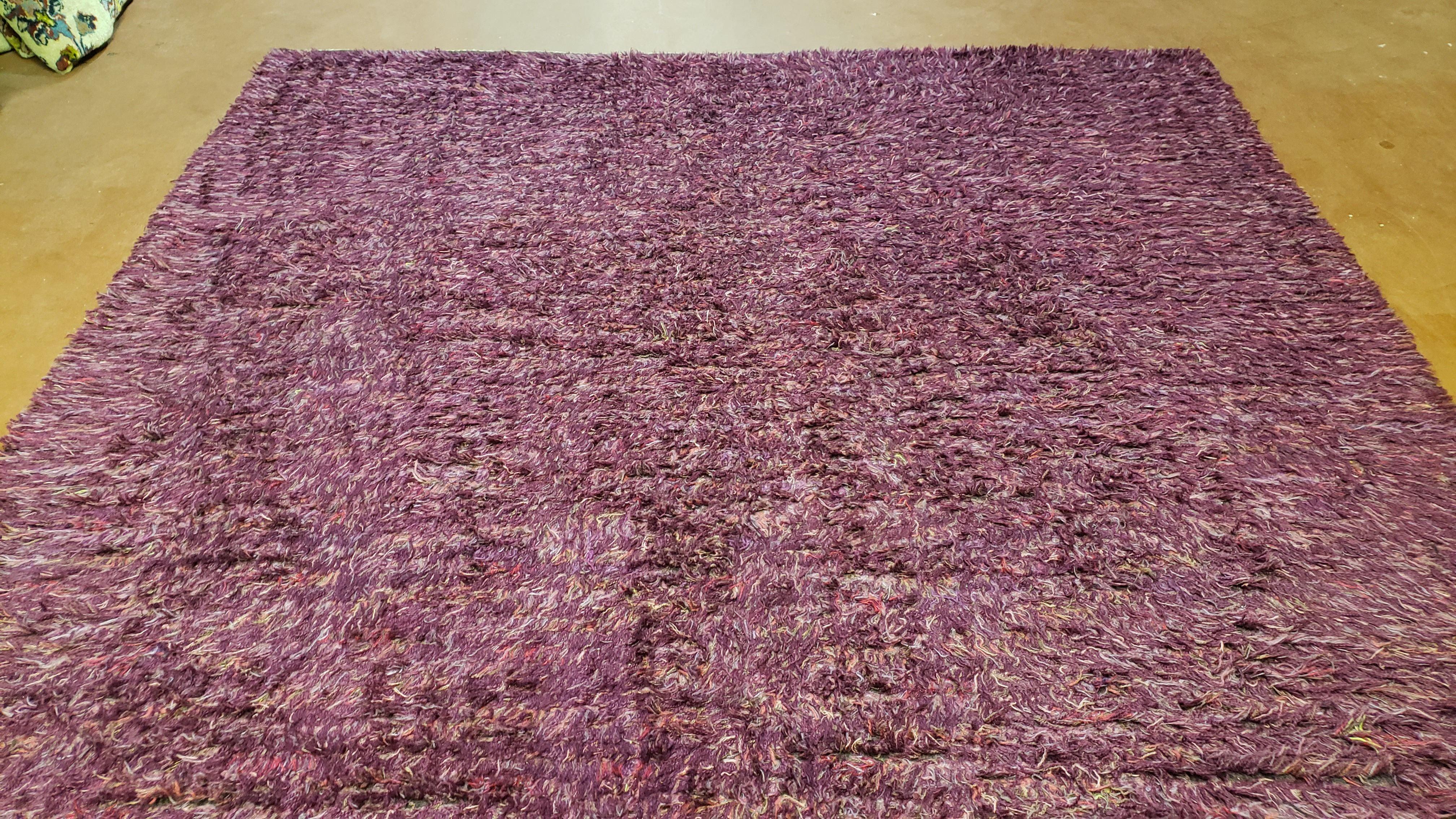 6' 9" x 9' 3" European Shag Rug Purple Rya Style Carpet Nice 6x9 Area Rug 7 x 9 Home Office Area Rug Living Room Rug Playroom Rug - Jewel Rugs