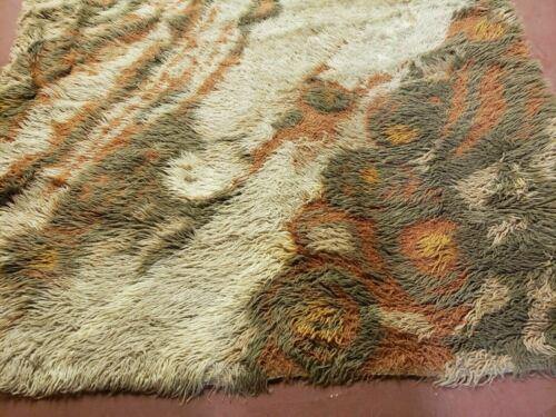 4'X 6' Vintage 1960 Danish Rya Shag DeLuxe Ege Rug Mid-Century Modern Olive Nice - Jewel Rugs