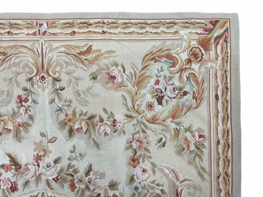 Aubusson Savonnerie Carpet 6x9 ft, Beige, Ivory, Cream, Traditional French European Design, Handmade, Brand New Hand-Knotted Needlepoint Rug - Jewel Rugs