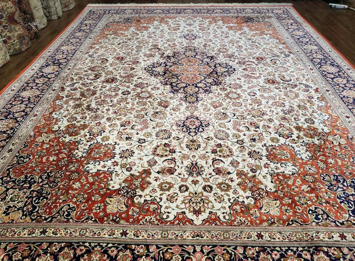 Stunning Persian Qum Silk Rug 10x13, Silk on Silk Foundation, Room Sized Hand Knotted Authentic Persian Ghom Carpet Signed Ahmadi, One of a Kind, Wow - Jewel Rugs