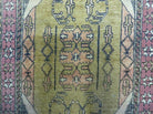 2' 7" X 3' 7" Vintage Handmade Turkish Geometric Oriental Silk Mat Rug Nice - Jewel Rugs