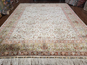 Top Quality All Silk Turkish Hereke Rug 8x10, Stunning Super Fine 500+ KPSI, Signature Master Weaver, Room Sized Silk Carpet Allover Design - Jewel Rugs