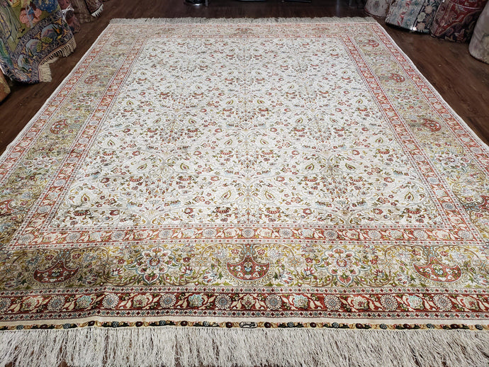 Top Quality All Silk Turkish Hereke Rug 8x10, Stunning Super Fine 500+ KPSI, Signature Master Weaver, Room Sized Silk Carpet Allover Design - Jewel Rugs