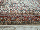 8' X 11' Vintage Fine Handmade Indian Agra Wool Rug Ivory/ Beige Organic Dyes - Jewel Rugs