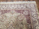 Vintage Indo Kashmir Area Rug 5x7, Ivory Kashmiri Silk Indian Carpet, Hand-Knotted Medallion Rug, 5 x 7 Foyer Room Rug, Traditional Rug - Jewel Rugs