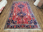 Antique Persian Zanjan Nahavand Heriz Rug, Red & Blue, Hand-Knotted, 5' x 9' 7" - Jewel Rugs