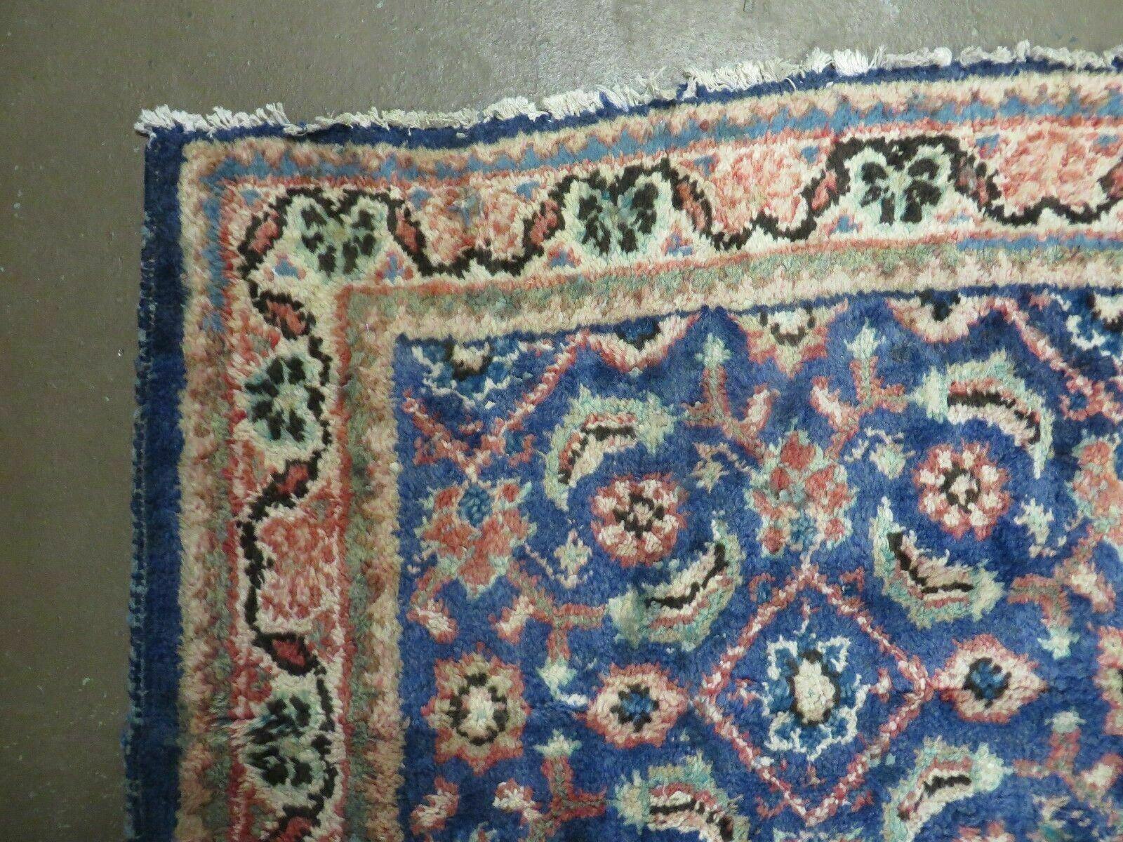 4' X 6' Antique Handmade India Floral Oriental Allover Wool Rug Blue Nice - Jewel Rugs