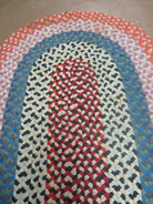 3' X 5' Vintage Handmade American Braided Wool Rug Oval Pink Blue Nice - Jewel Rugs