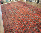 Red Bokhara Rug 7x13, Traditional Turkoman Carpet, Afghani Rug 7 x 13, Afghanistan Carpet 7.3 x 12.9, Hand-Knotted, Vintage, Wool, Nice - Jewel Rugs