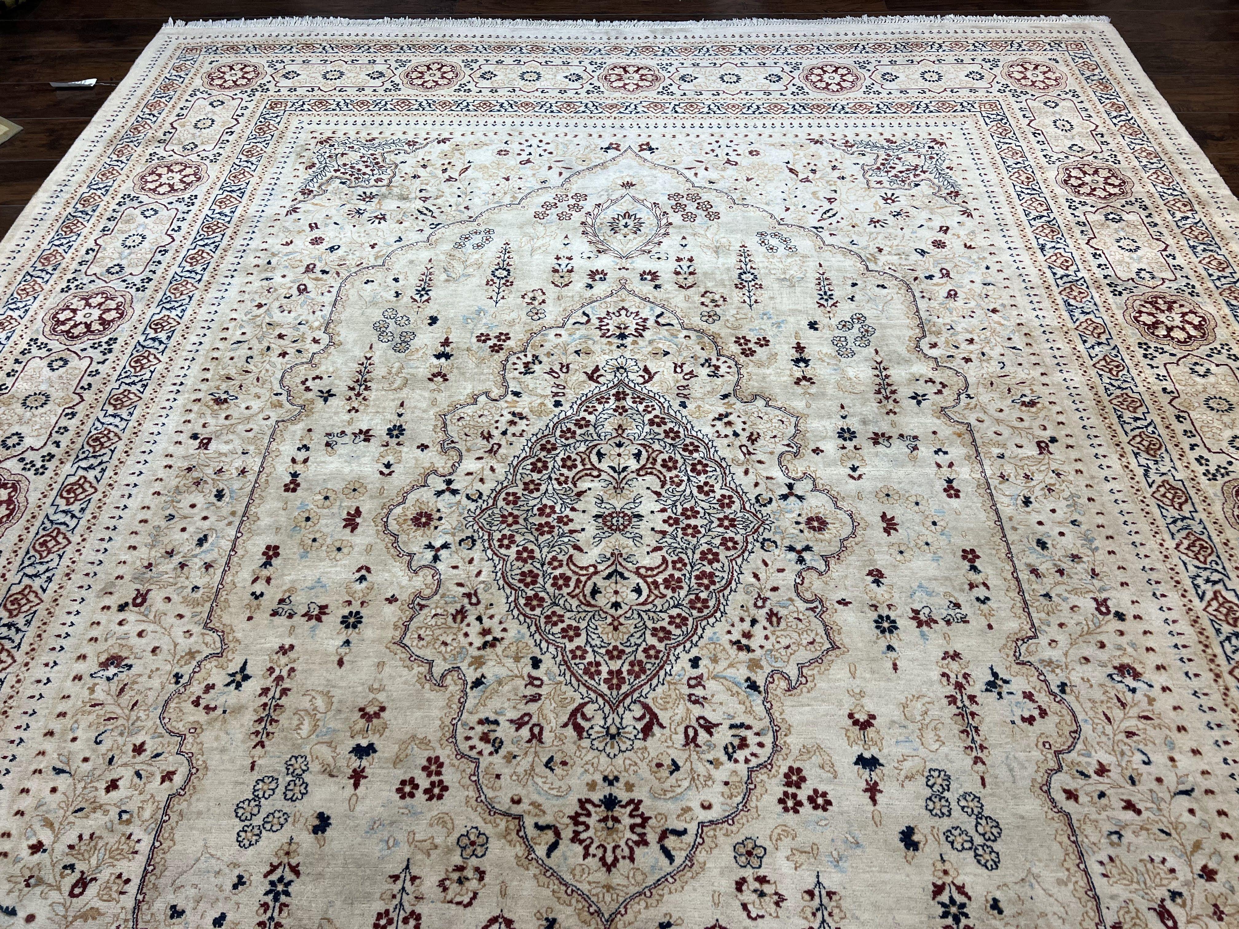 Pak Persian Rug 9x11, Very Fine Hand Knotted Oriental Carpet, Haji Jalili Design, Ivory/Cream, Wool Handmade Room Sized Rug 9 x 11 ft, Nice - Jewel Rugs