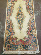 2' X 4' Vintage Floral Oriental Wool Rug Medallion Open Field Ivory Beige Nice - Jewel Rugs