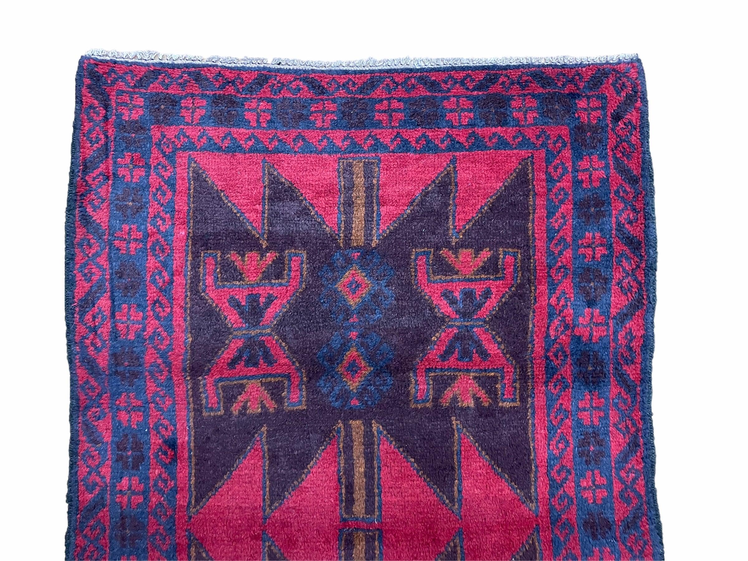 3 X 5 Vintage Handmade Tribal Wool Rug Balouchi Rug Afghan Rug Red Beige Nice - Jewel Rugs