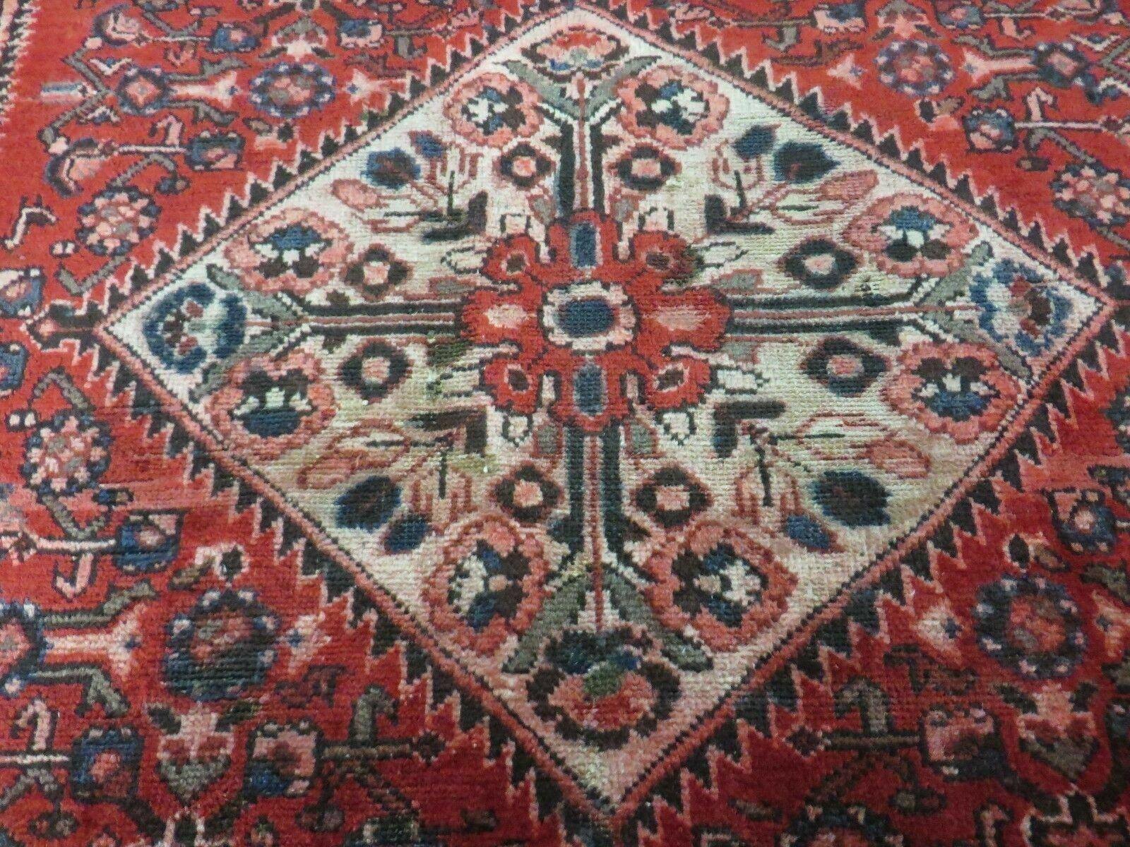 5' 6" X 10' Antique Handmade India Floral Oriental Wool Rug Veg Dyes Red Nice - Jewel Rugs