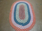 3' X 5' Vintage Handmade American Braided Wool Rug Oval Pink Blue Nice - Jewel Rugs