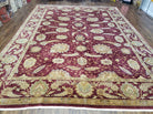 9' X 12' Vintage Fine Handmade Indian Agra Wool Rug Red Wow - Jewel Rugs