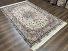 Beautiful Pak Persian Rug 6x9, Floral Medallion, Wool and Silk, Highly Detailed Elegant Carpet, Vintage Oriental Rug 6 x 9, Cream and Gray - Jewel Rugs