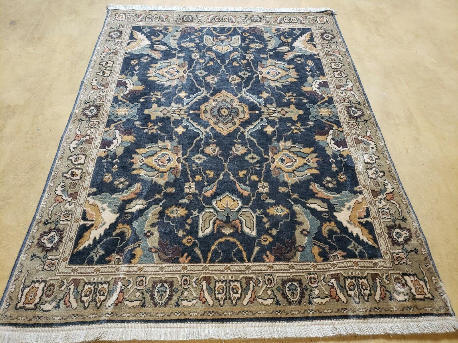 3' 8" X 5' Karastan Antalya 2100-107 Wool Rug Belgium Mahal Charcoal Blue - Jewel Rugs