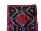 3 X 7 Handmade Wool Tribal Runner Rug Geometric Red Blue Boho Organic Dyes - Jewel Rugs