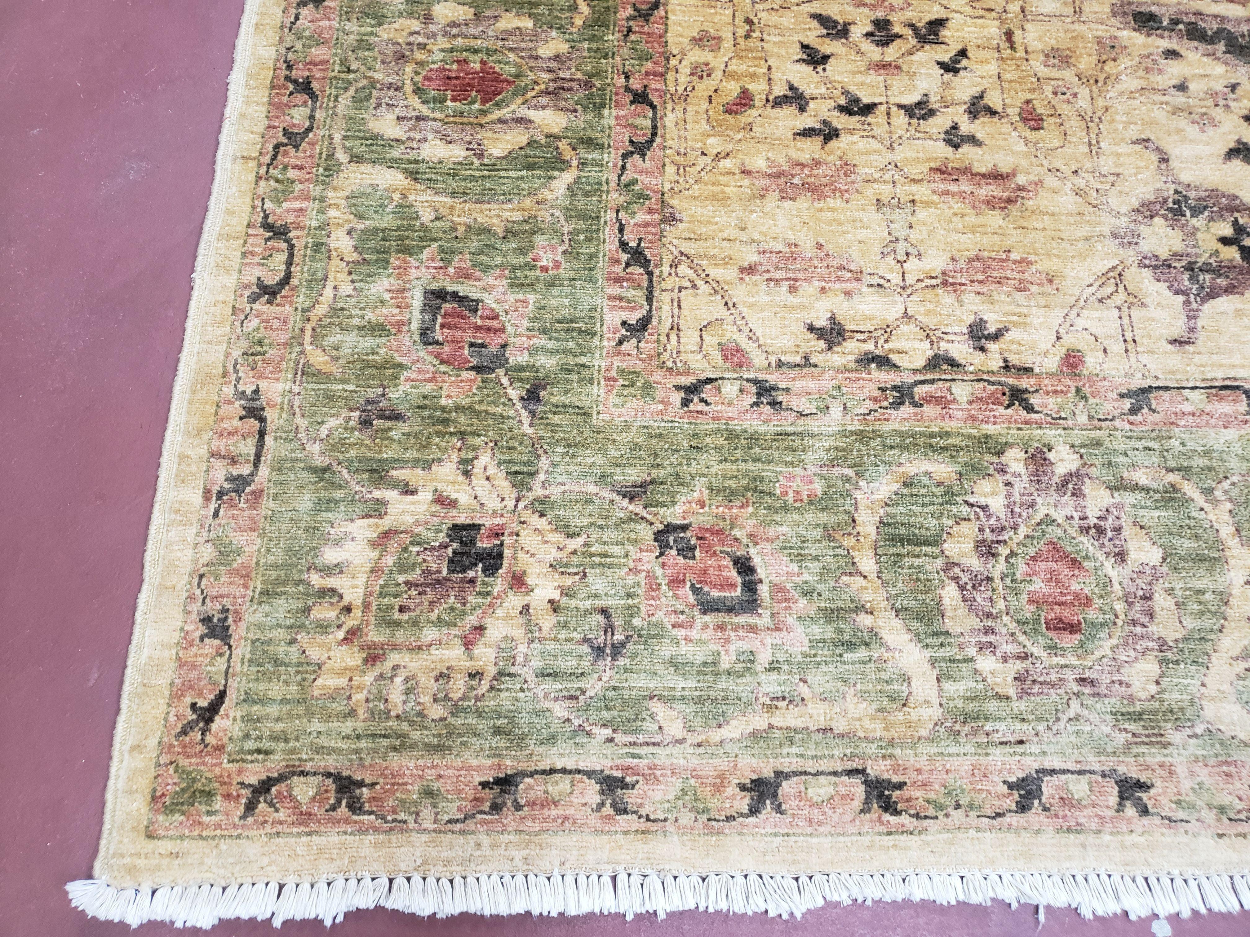 Vintage Peshawar Area Rug 8'4" x 9'7", Room Sized Peshavar Wool Oriental Carpet, Ivory/Beige & Dark Violet, Farmhouse Rug, Haji Jalil Design - Jewel Rugs