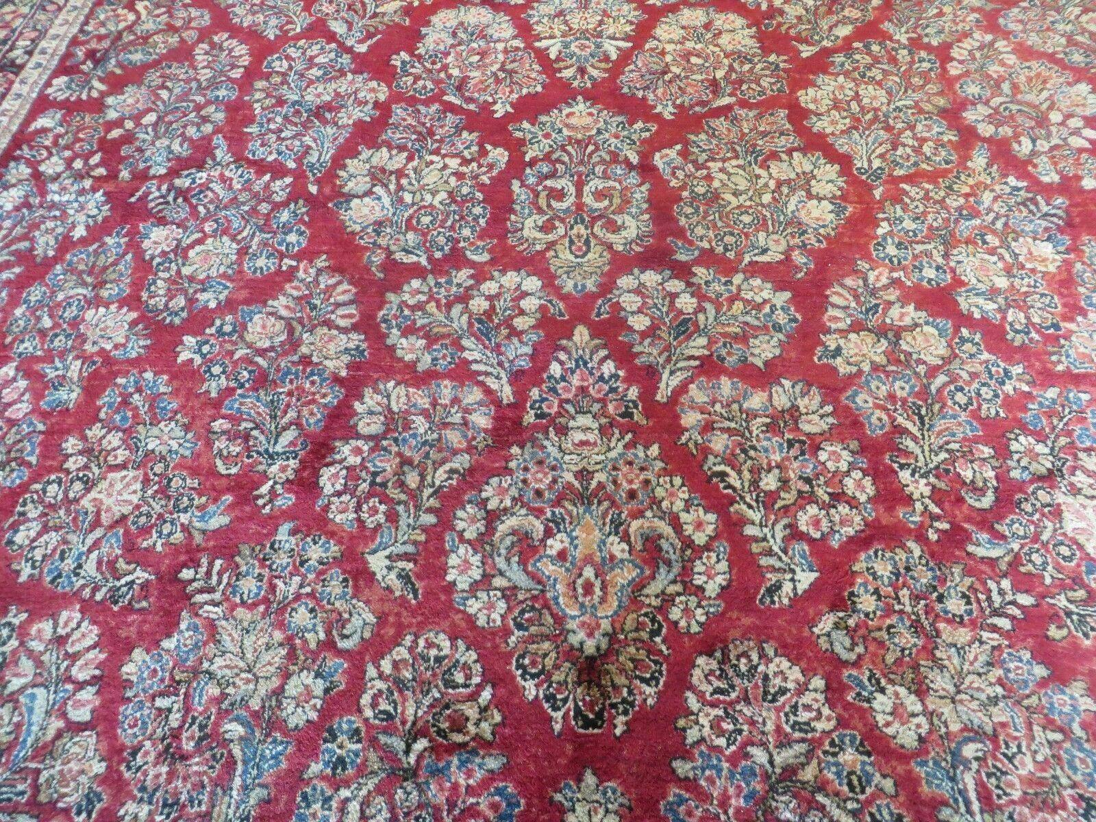 10'6" X 17' Antique Palace Size Handmade Persian Sarouk Floral Red Area Rug - Jewel Rugs