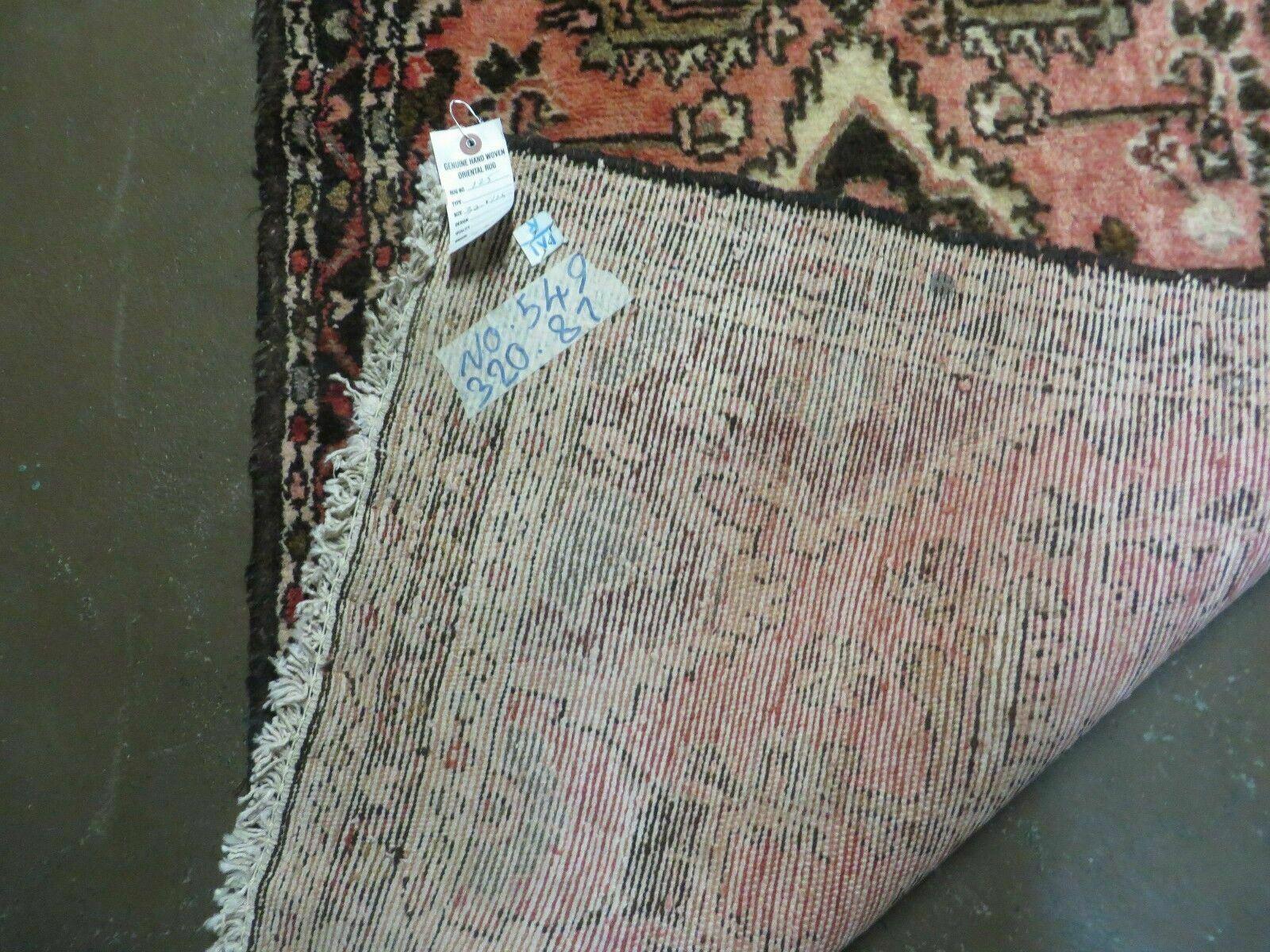 3' 8" X 10' 2" Antique Handmade India Floral Wool Runner Rusted Red Rug # 132 - Jewel Rugs