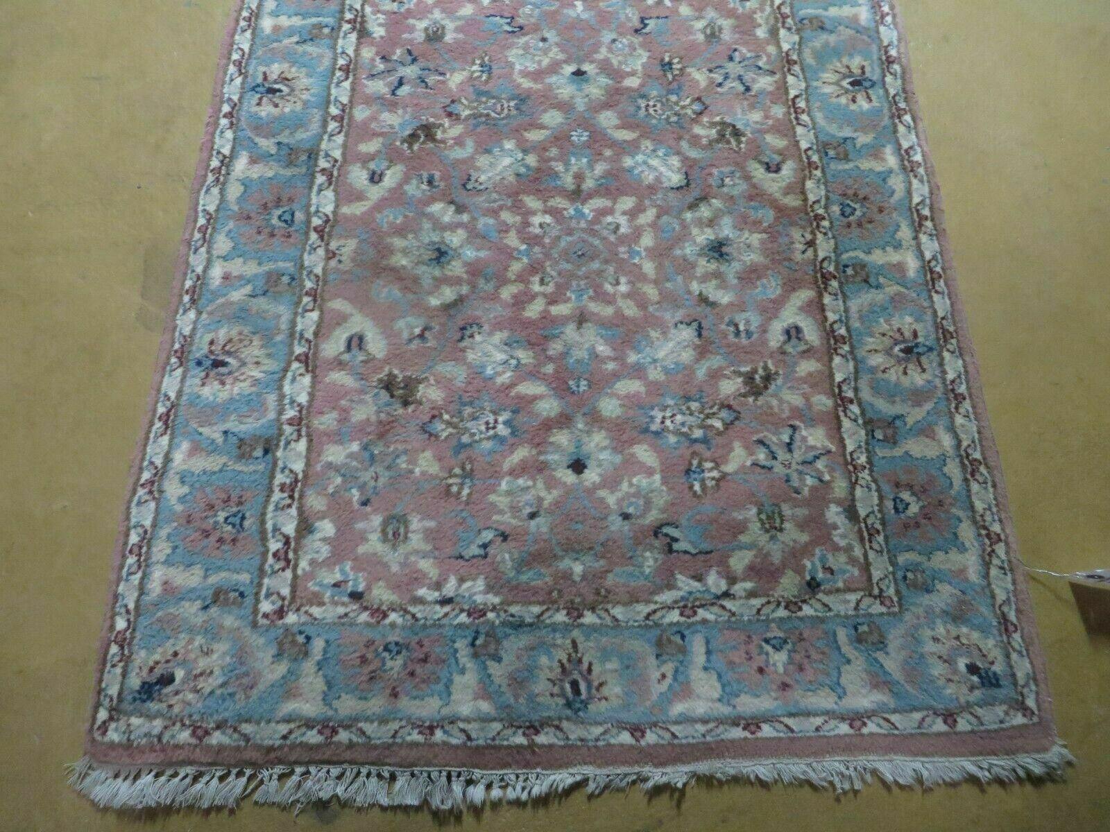 2' 8" X 12' Vintage Handmade India Floral Wool Runner Rug Nice - Jewel Rugs