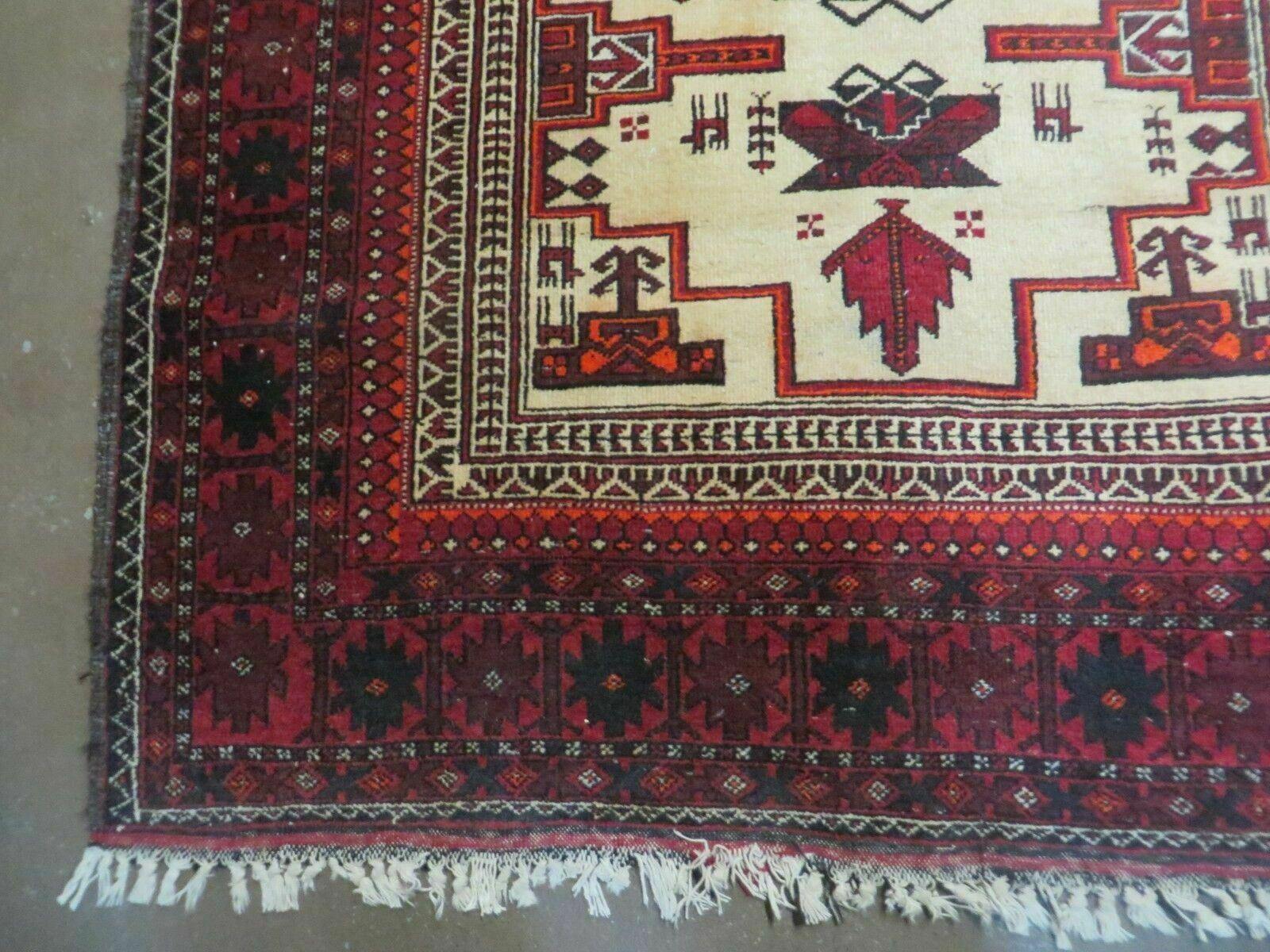 4' X 7' Vintage Handmade Pakistan Turkoman Bokhara Balouch Woven Wool Rug Nice - Jewel Rugs