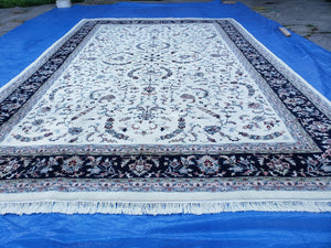 12' X 18' Hand-Knotted Wool Rug Handmade Oriental Carpet One Of A Kind Ivory - Jewel Rugs
