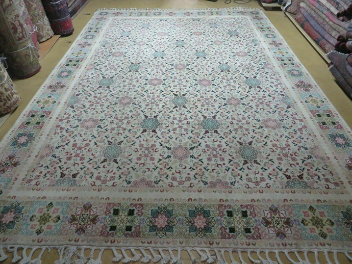 8' X 12' Vintage Handmade Moroccan Rabat Wool Carpet Beige Area Rug - Jewel Rugs