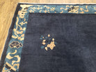 Antique Chinese Peking Area Rug, Hand-Knotted, Dark Blue, Wool, 5x7 Asian Pagoda Oriental Carpet, Rare, 5'1" x 7'6" Traditional Chinese Rug - Jewel Rugs