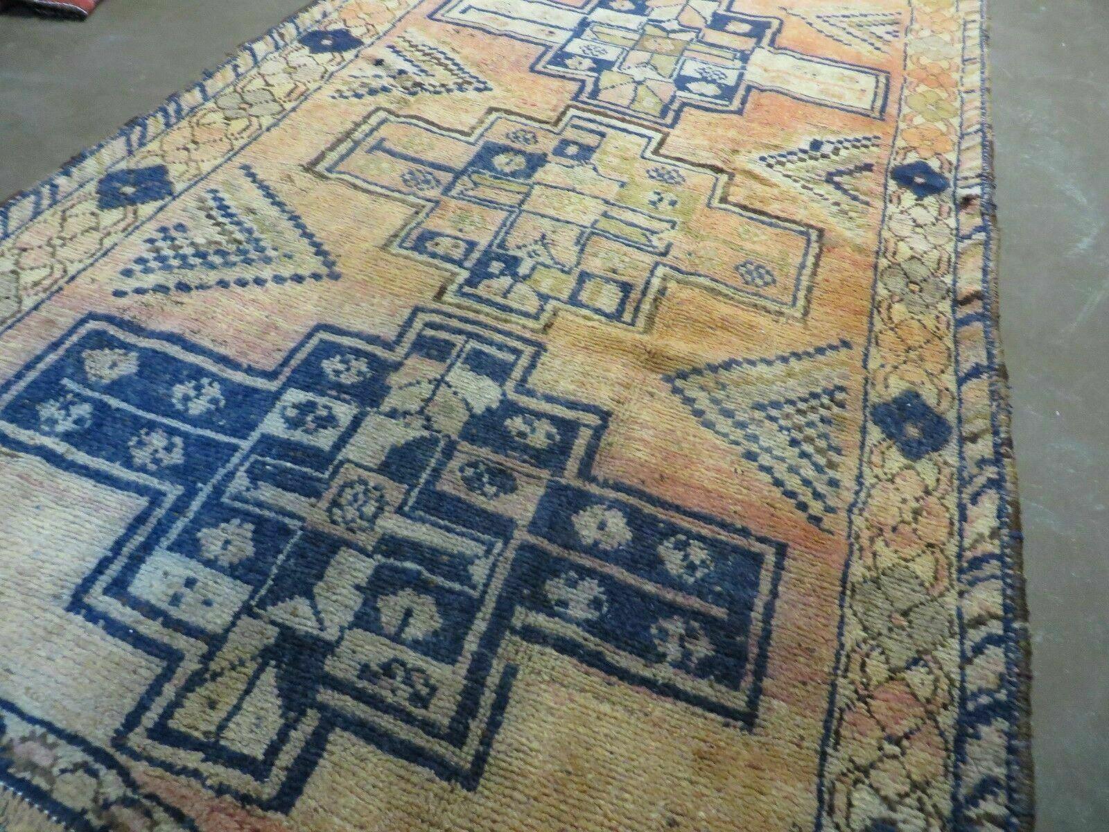 4' X 11' Antique Handmade Turkish Geometric Oriental Wool Corridor Rug Nice - Jewel Rugs