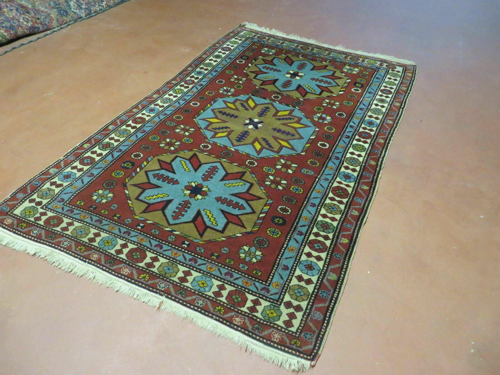 4' X 6' Vintage Handmade Caucasian Shirvan Russian Armenian Wool Rug Colorful - Jewel Rugs