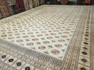 12' 7" X 18' 6" Vintage Handmade Bokhara Turkoman Yamud Pakistan Wool Beige Oriental Rug - Jewel Rugs