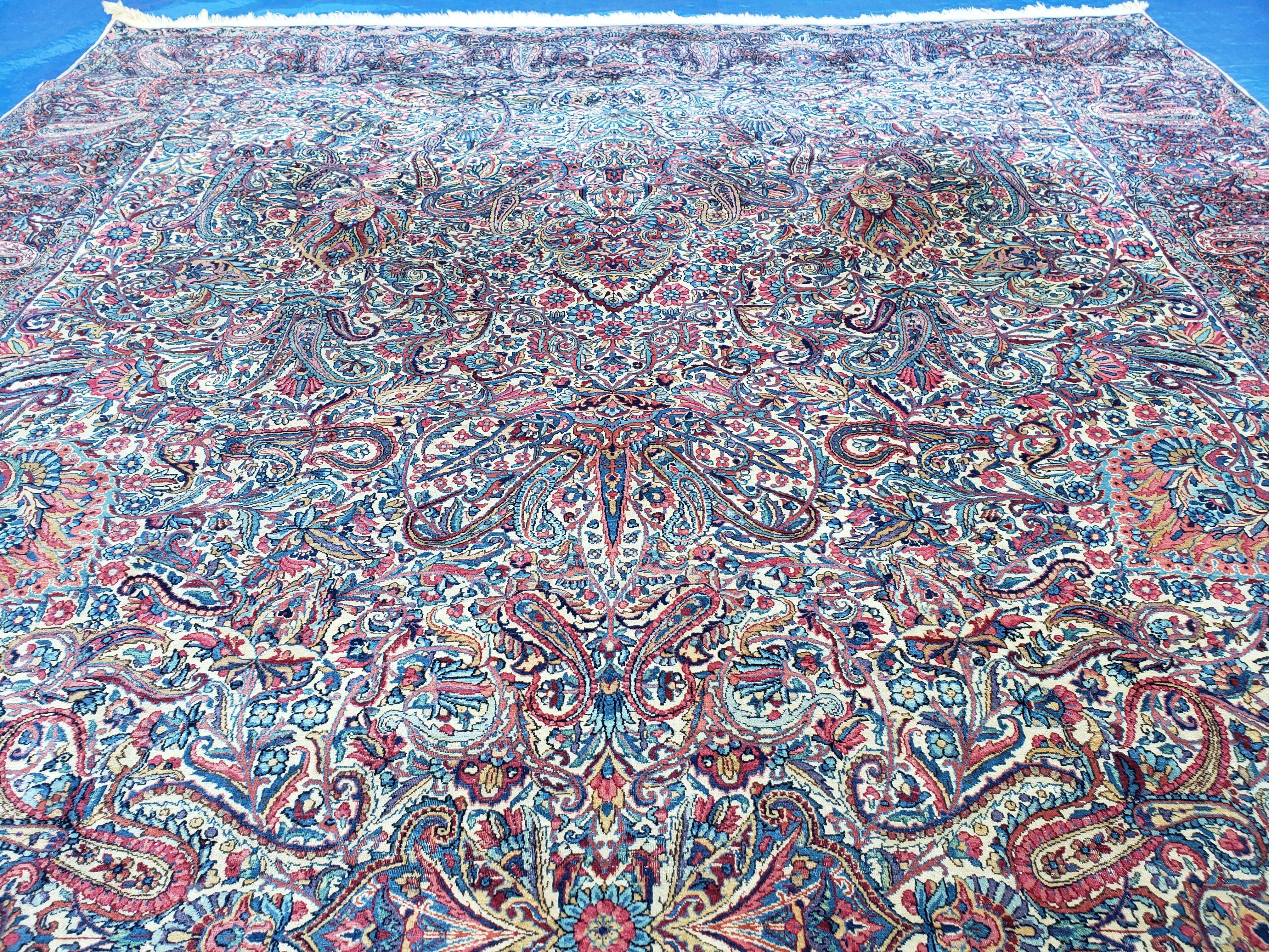 10' X 17' Antique Authentic Handmade Wool Rug Lavar Kirman - Jewel Rugs