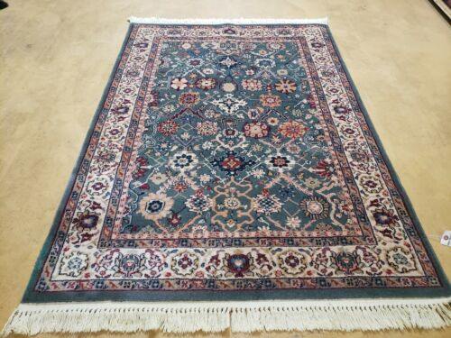 3'11"X 5'6" Karastan Mahal Leaf Green Ivory Wool Rug 440/98021 Belgium Kara Shah - Jewel Rugs