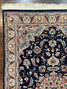 Pak Persian Rug 3x5, Floral Medallion Oriental Carpet 3 x 5 ft, Pakistani Rug, Navy Blue Light Gray, Hand-Knotted Wool Traditional Area Rug - Jewel Rugs