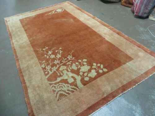 4' X 7' Antique Handmade Chinese Peking Art Deco Wool Rug Flower Butterfly Nice - Jewel Rugs