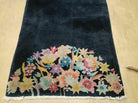 2' 6" X 5' Antique Handmade Chinese Art Deco Peking Wool Accent/Throw Rug - Black Rug with Flower Design - Jewel Rugs