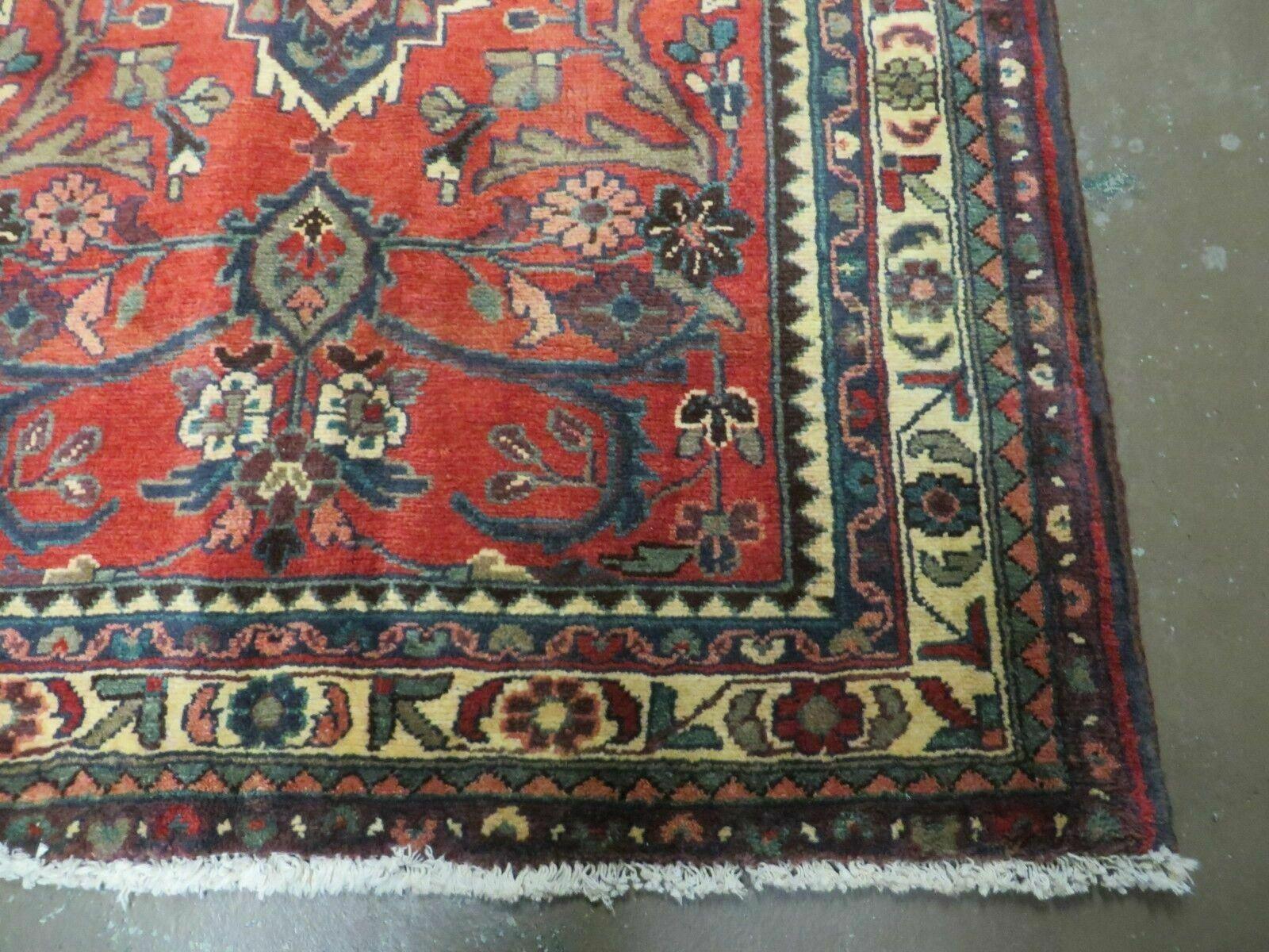 3' 8" X 10' 3" Antique Handmade Turkish Wool Runner Red Rug - Jewel Rugs