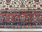 Beautiful Persian Sarouk Rug 10x14, Wool Hand-Knotted Ivory Antique Oriental Carpet 10 x 14, Ivory/Cream Red Blue, 1940s, Top Quality Fine Handmade - Jewel Rugs