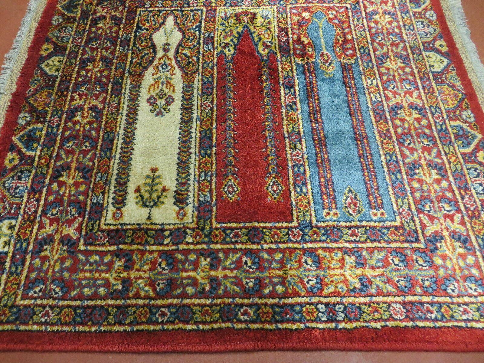 3' X 3' Vintage Machine Made Belgian Belgium Rug Mehrab Prayer Pattern LAHORE Nice - Jewel Rugs