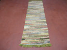 2' X 6' Vintage Hand Loomed Cotton Stripe Runner Rug Natural Dyes Braided Rag Nice - Jewel Rugs