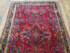 Antique Persian Sarouk Rug, Red, Allover Floral Pattern, Hand-Knotted, Wool, 3'4" x 4'11" - Jewel Rugs