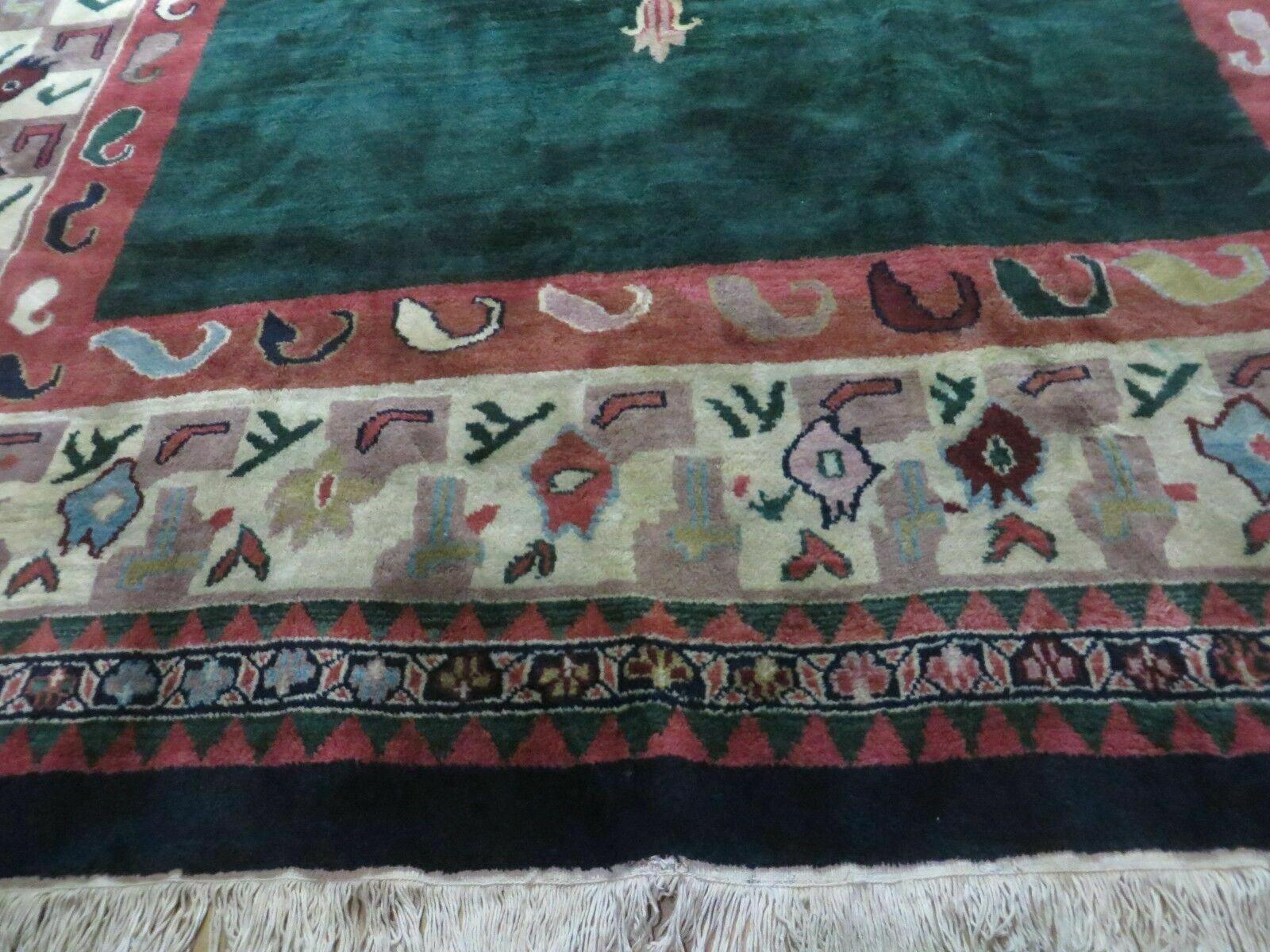 8' X 11' Modern Handmade India Tibetan Wool Rug Decorative Green Nice - Jewel Rugs